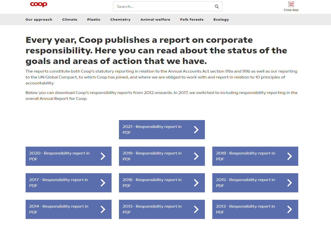 Coop´s sustainability reports