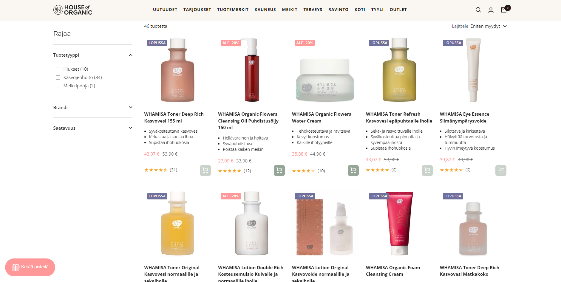 houseoforganicfi selling South Korean organic skin care brand Whamisa